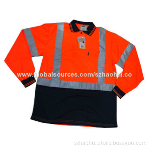 Men's Long Sleeve Hi Vis Safety Shirt for Work Wear with 3m Reflective Band, OEM Brand Available